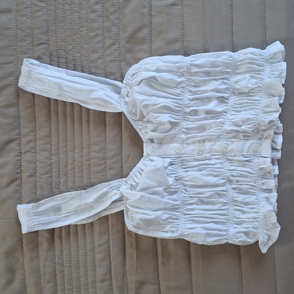 Zara White Ruched Crop Top Sz XS Nwt - Picture 6 of 13